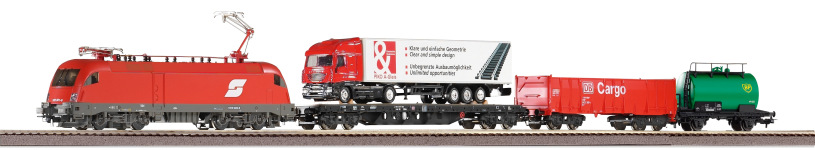 PIKO 57177 - H0 - Start-Set mit Bettung Taurus mit Güterwagen der ÖBB; Ep. V